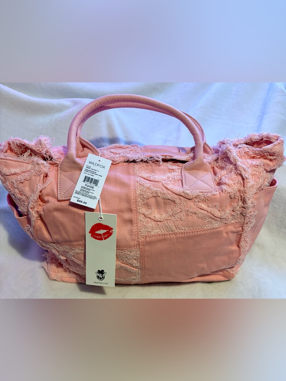 Wildfox Pink Frayed Canvas Tote - Picture 2 of 4